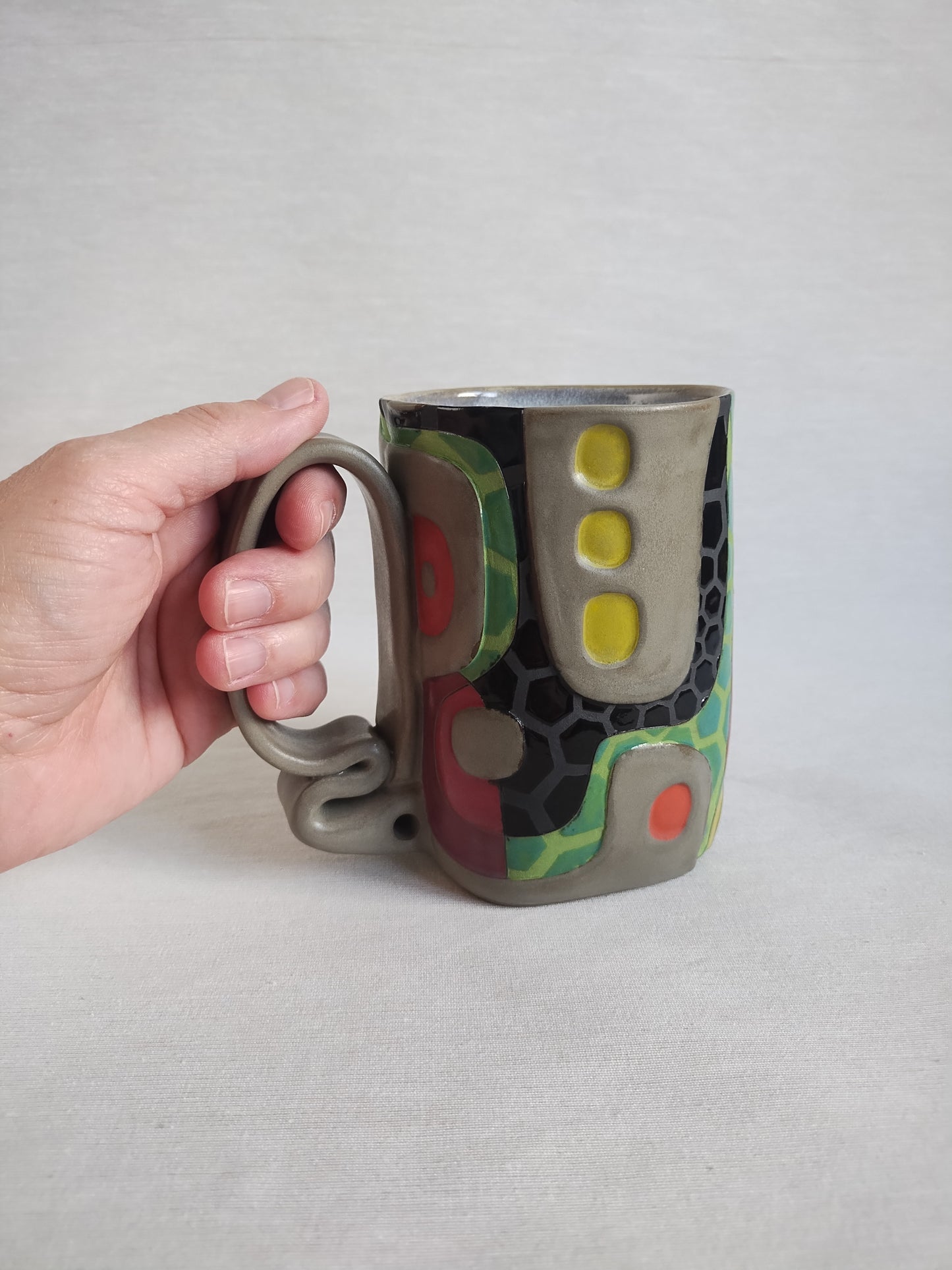 "Snakes in the Grass: Resist!" - fancy butt mug (18oz), warm grey stoneware