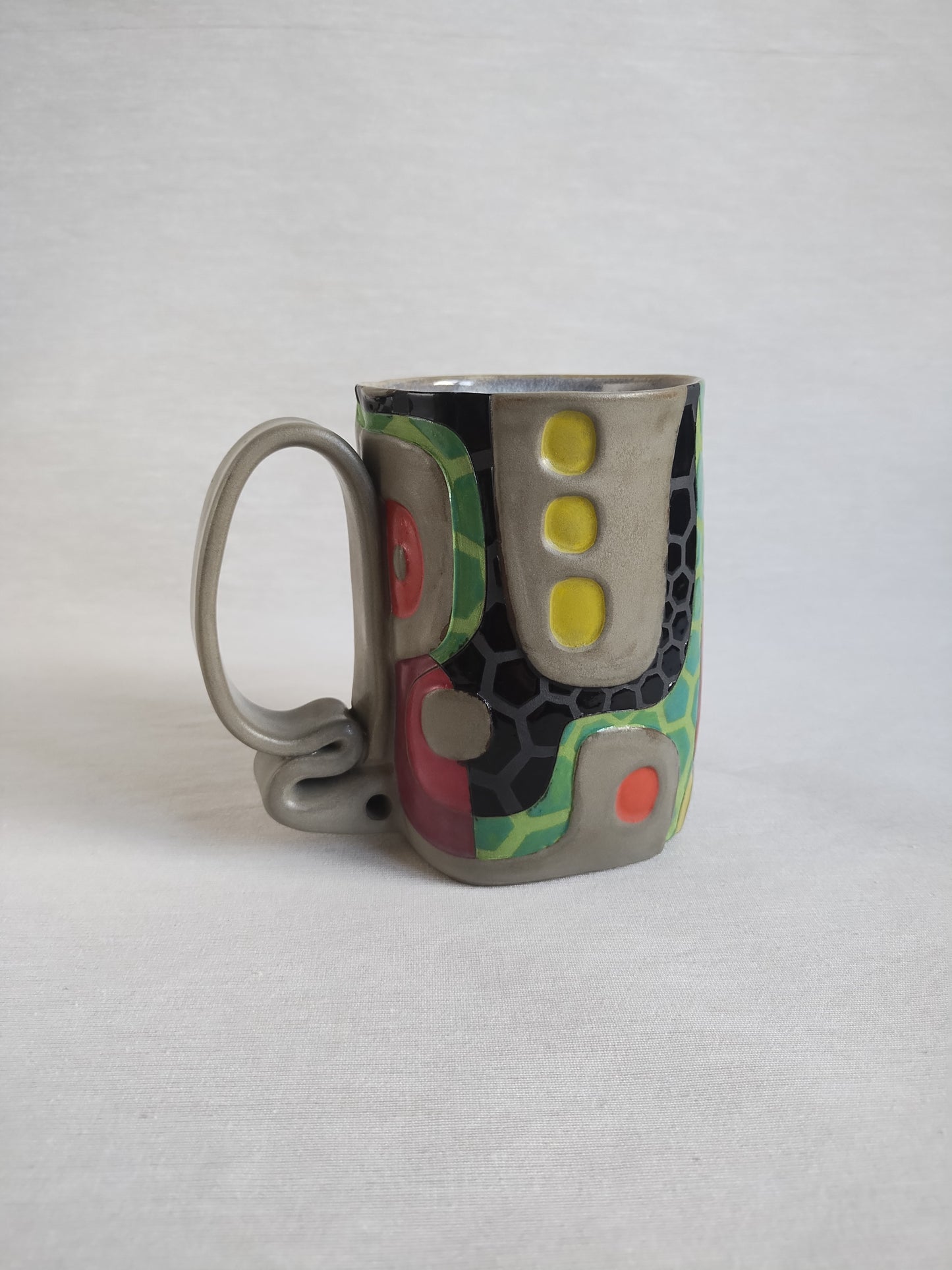 "Snakes in the Grass: Resist!" - fancy butt mug (18oz), warm grey stoneware