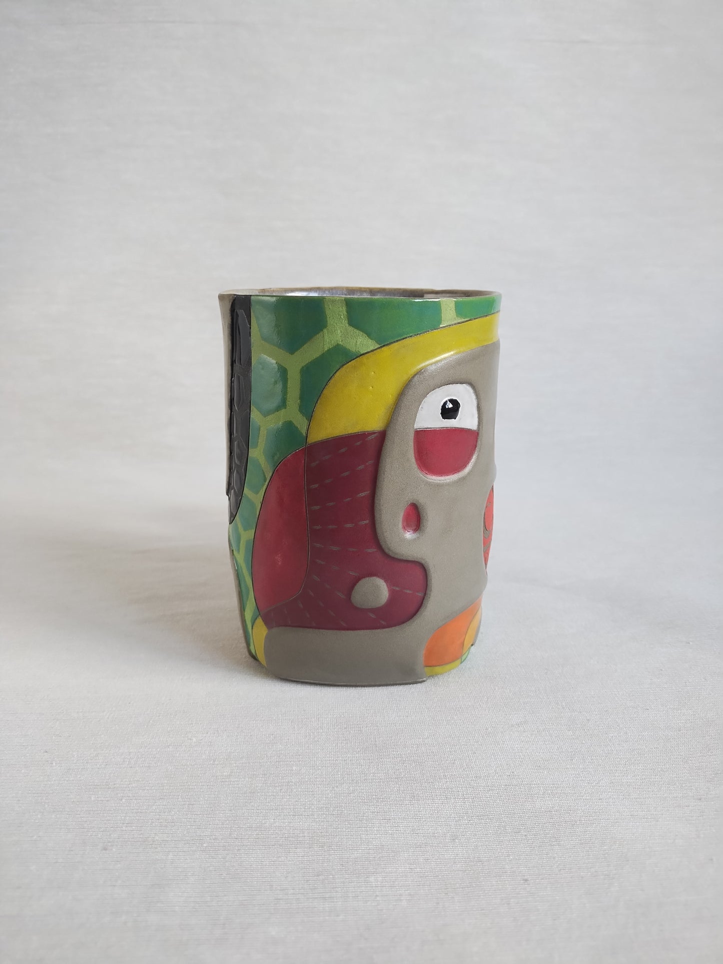 "Snakes in the Grass: Resist!" - fancy butt mug (18oz), warm grey stoneware