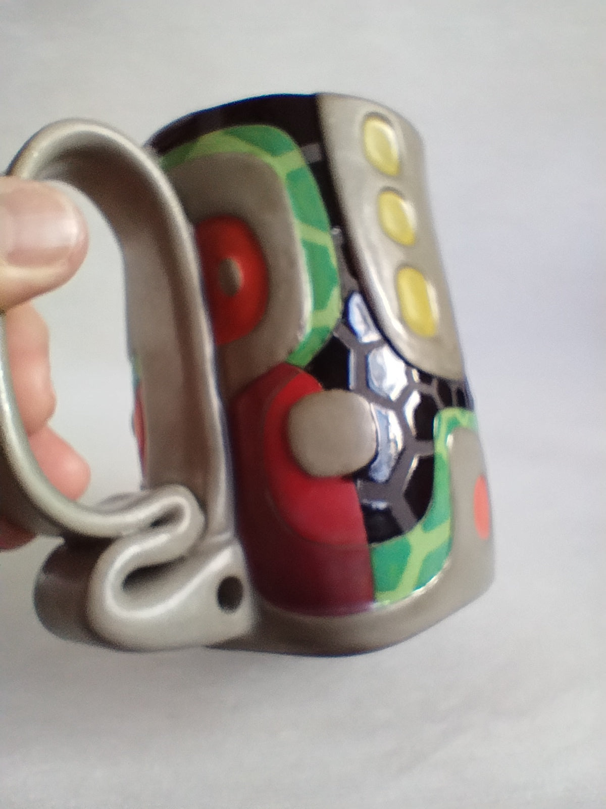 "Snakes in the Grass: Resist!" - fancy butt mug (18oz), warm grey stoneware