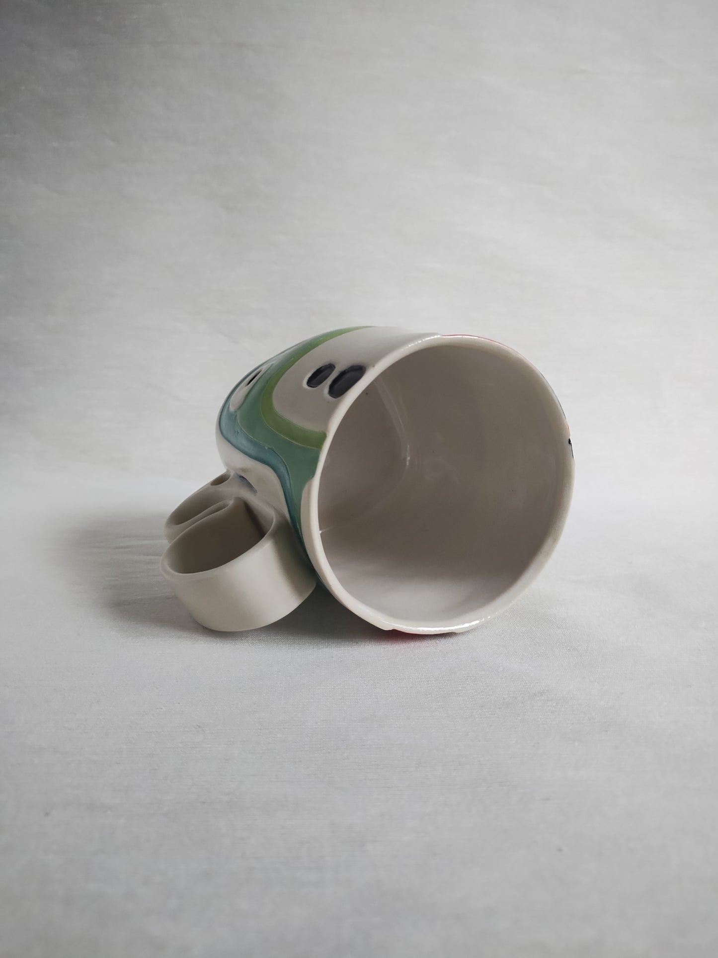 "Rainbow harlequin", fancy butt mug, 16 oz