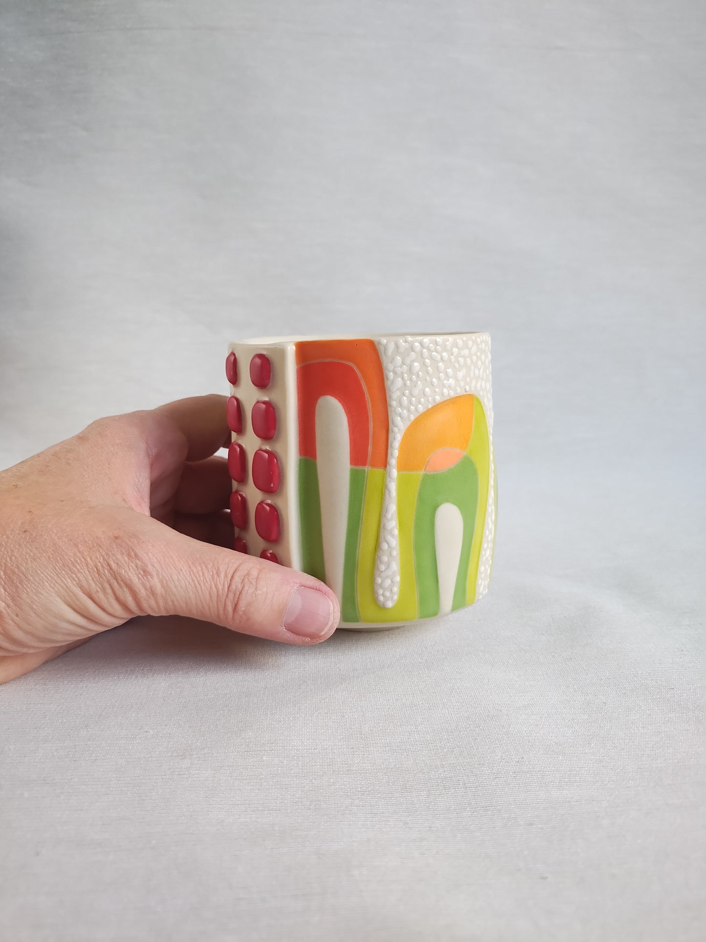"Snow on the flowers" (second) yunomi (tea cup), 10 oz